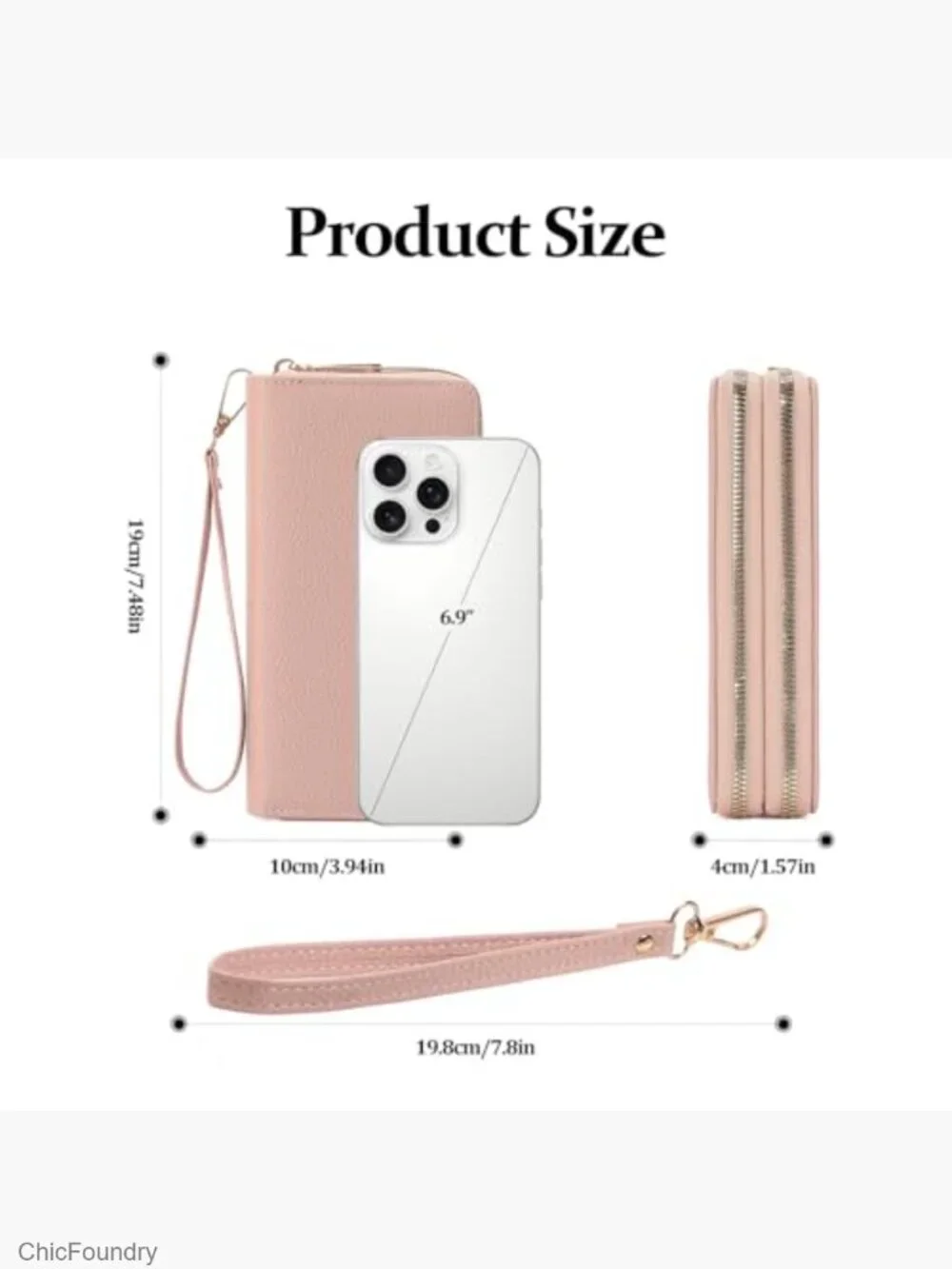 Double Zip Around Wristlet Wallet Large Capacity Card Holder